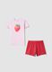 Girls' regular fit multicoloured pure cotton pyjamas with strawberry_0