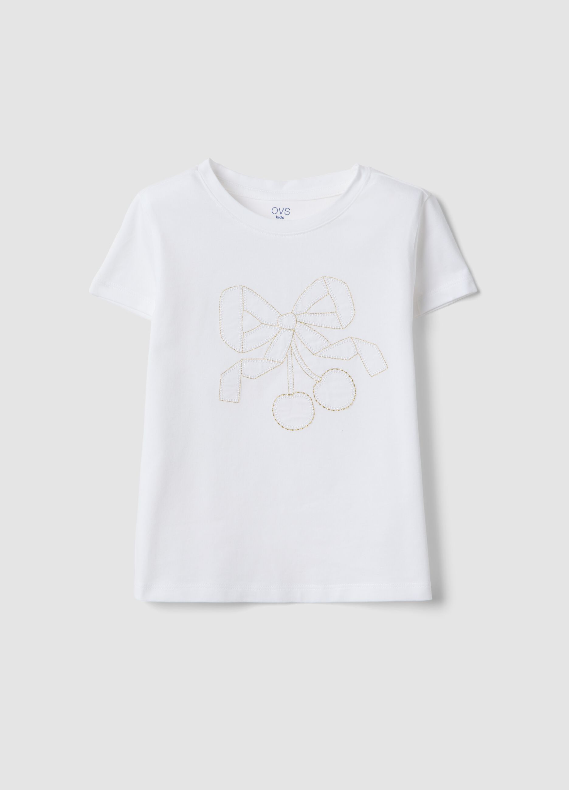 White stretch cotton girl's T-shirt regular fit