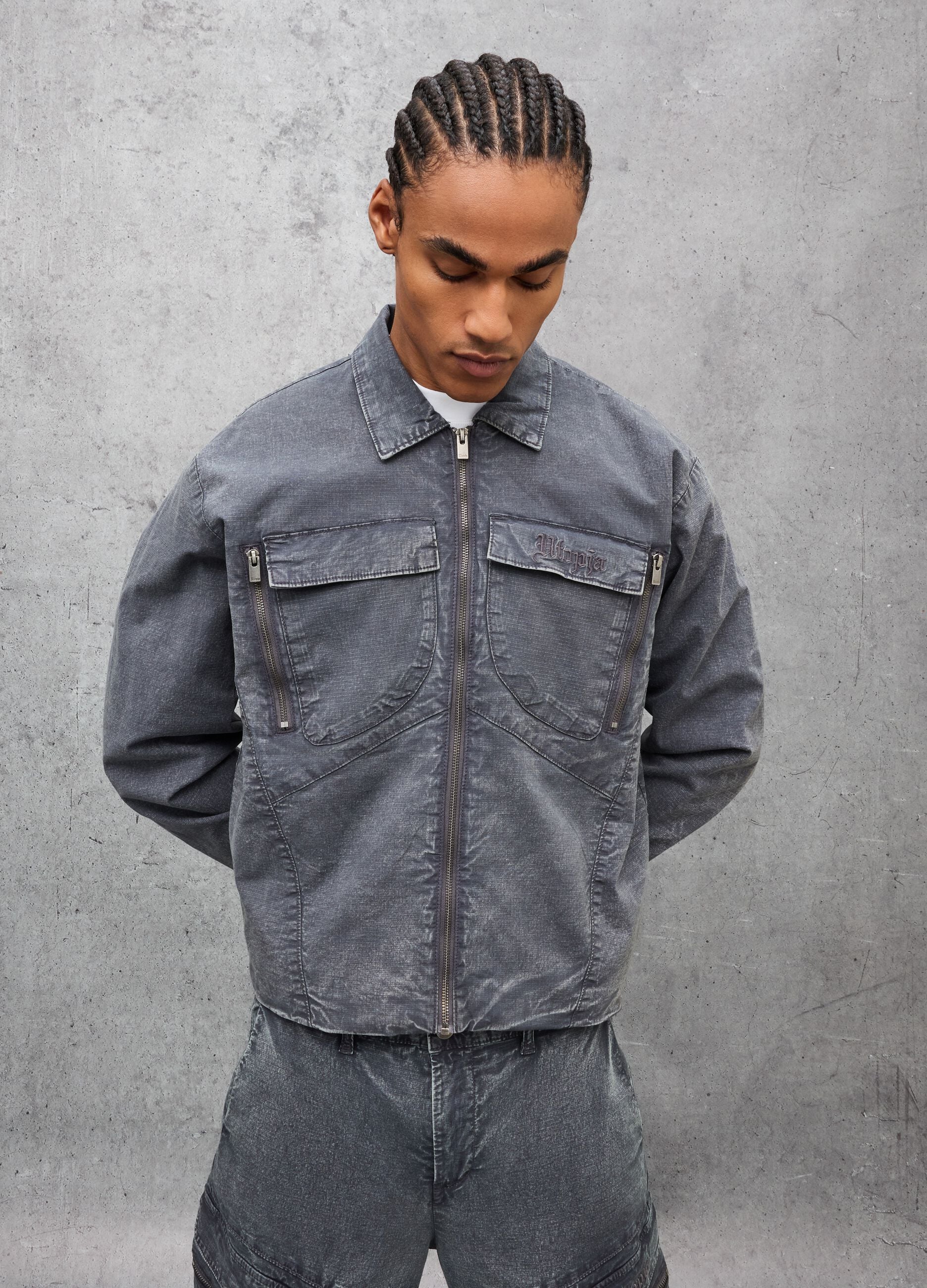 Washed Grey Work Jacket