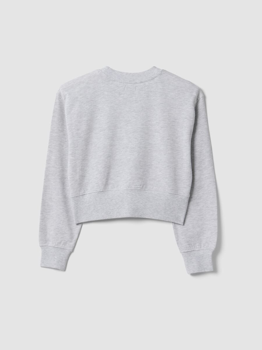Grey sweatshirt in organic cotton and viscose blend with ribbed collar_4