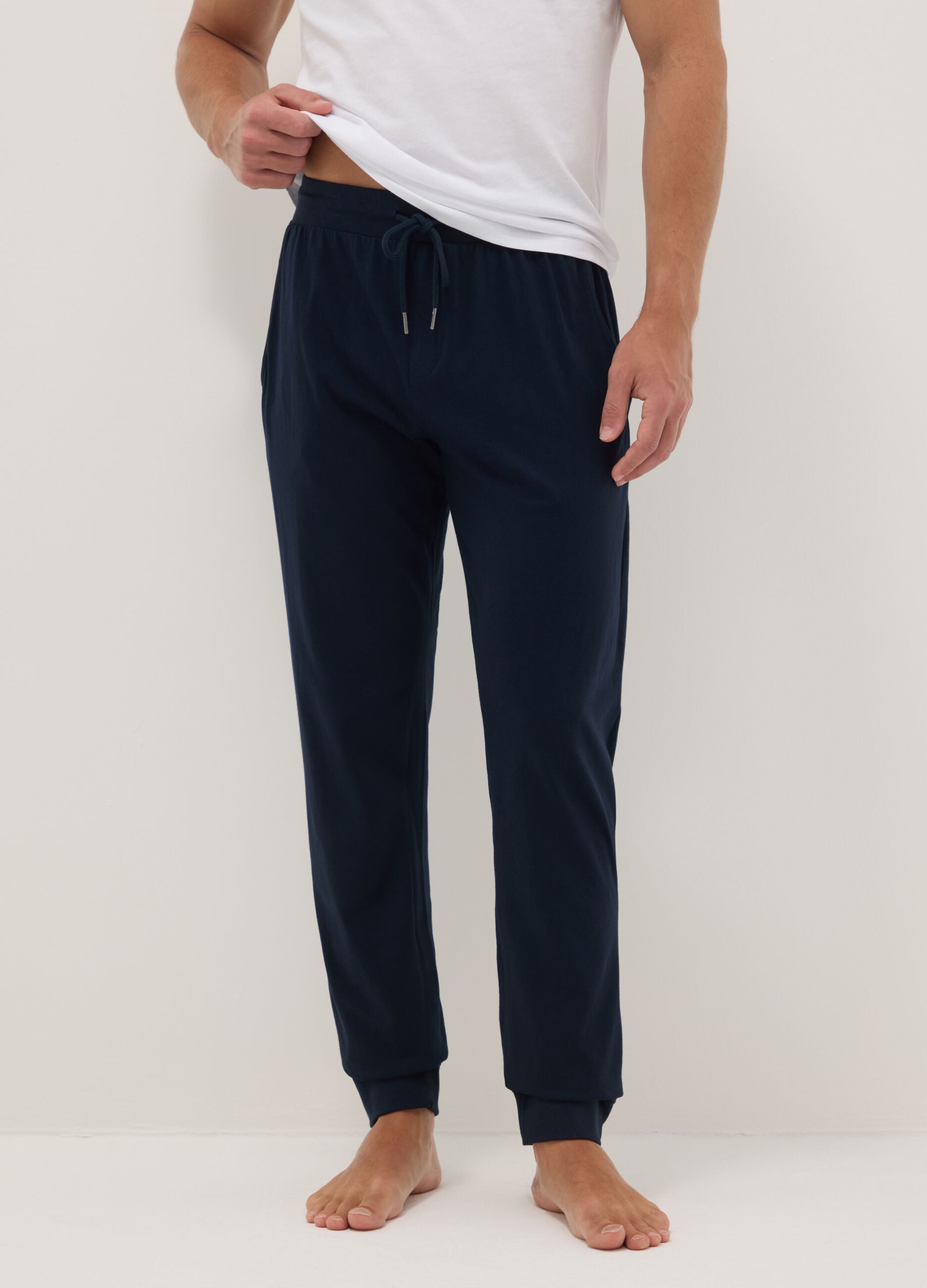 Blue pure cotton regular fit pajama trousers