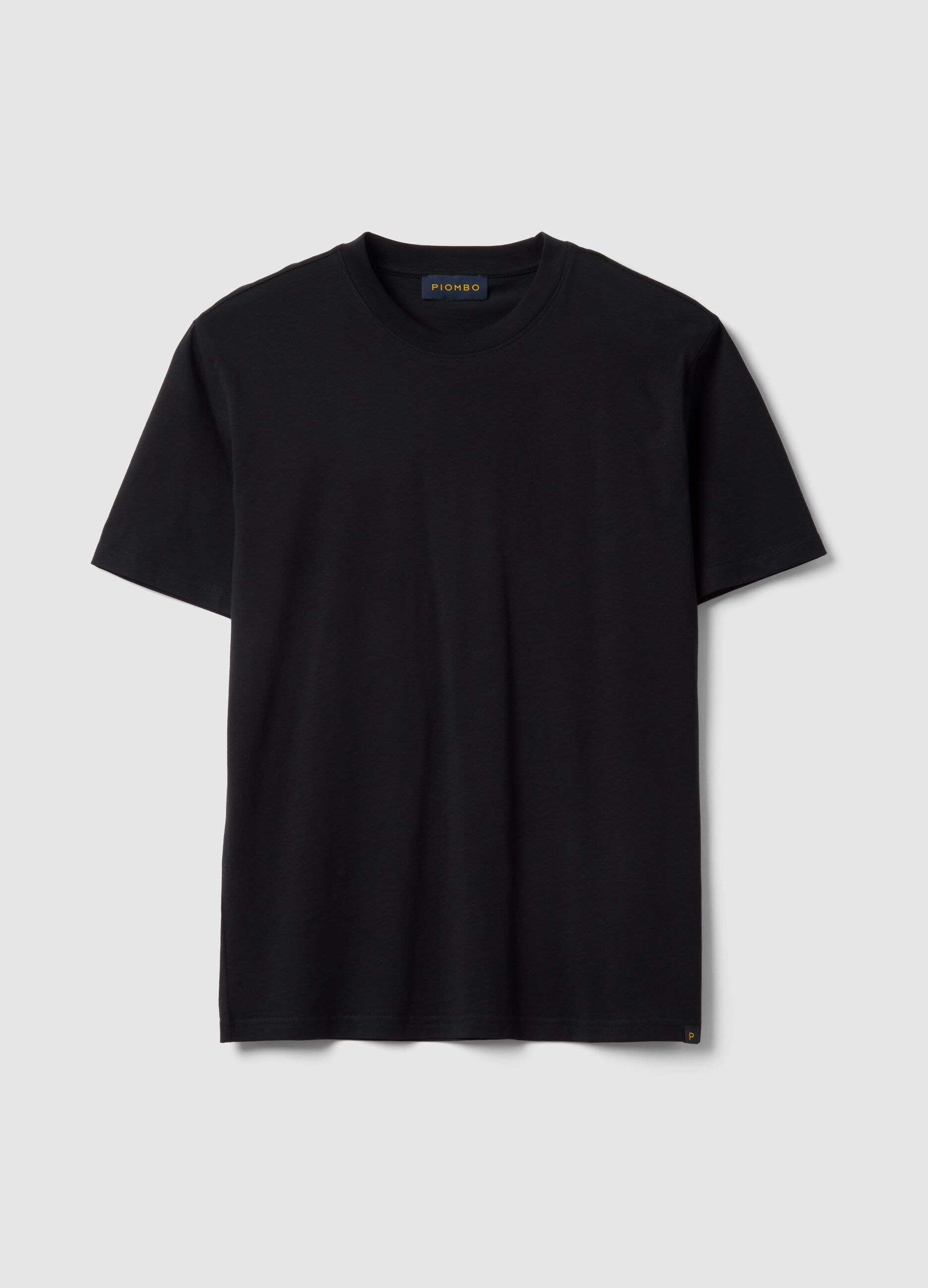 Men's black crew neck t-shirt in pure cotton, relaxed fit
