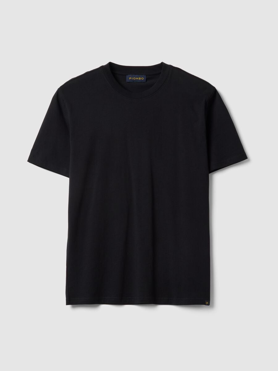Men's black crew neck t-shirt in pure cotton, relaxed fit_4