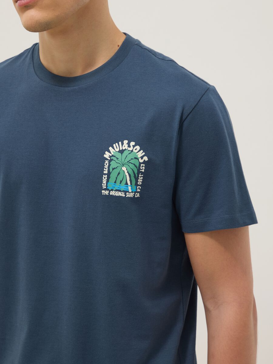 Blue short-sleeve pure cotton T-shirt_3