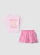 Girls' regular fit pink cotton short pyjamas with print_0