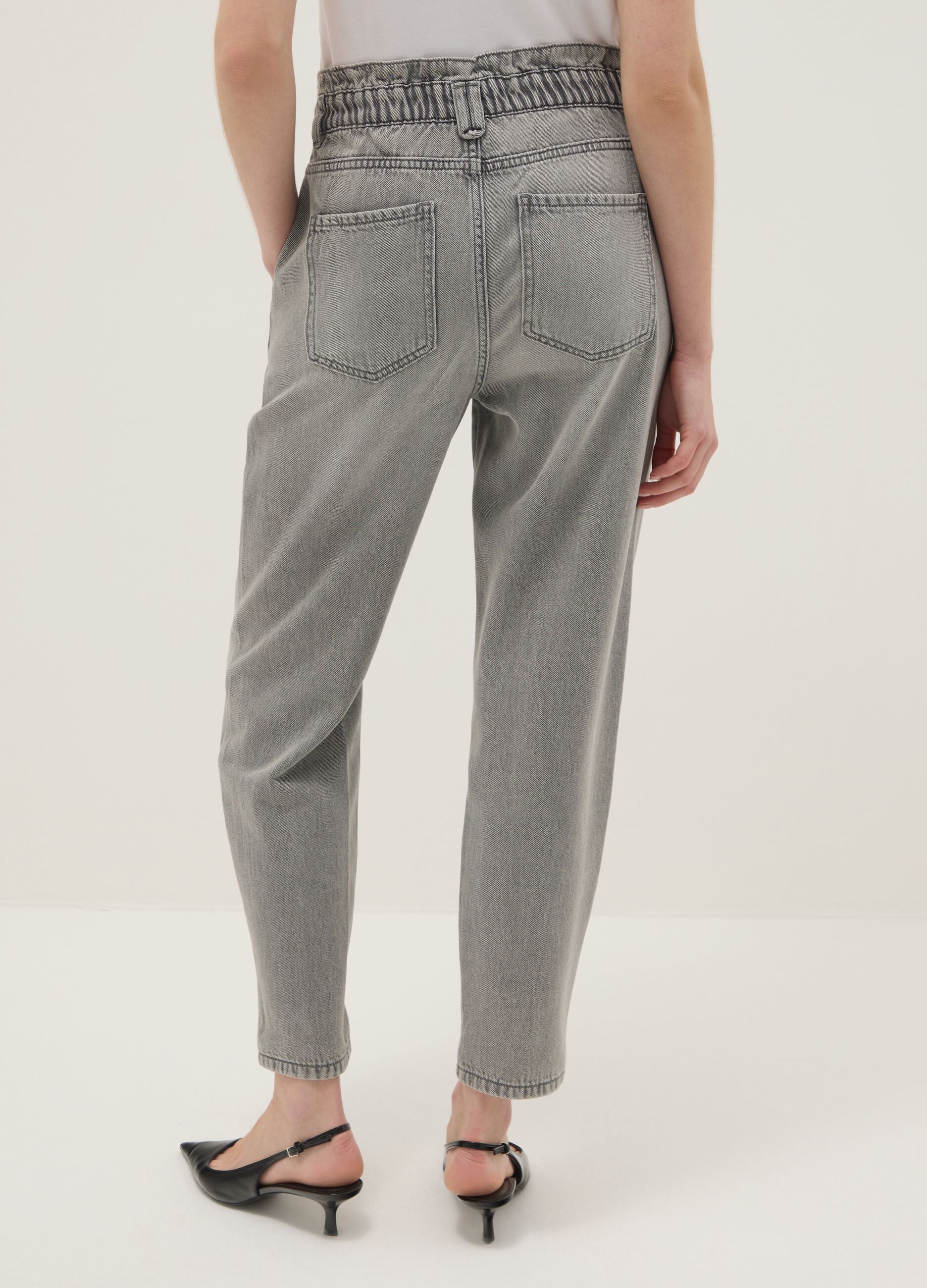 Grey Pure Cotton Baggy Trousers