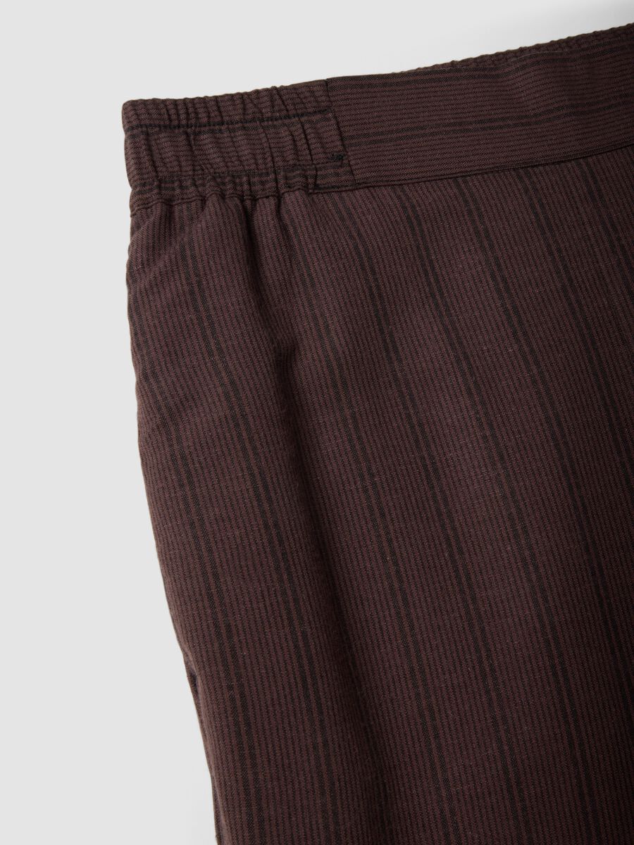 Brown wide leg striped viscose blend trousers_5
