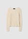 Beige stretch cotton blend regular fit top with lace_4