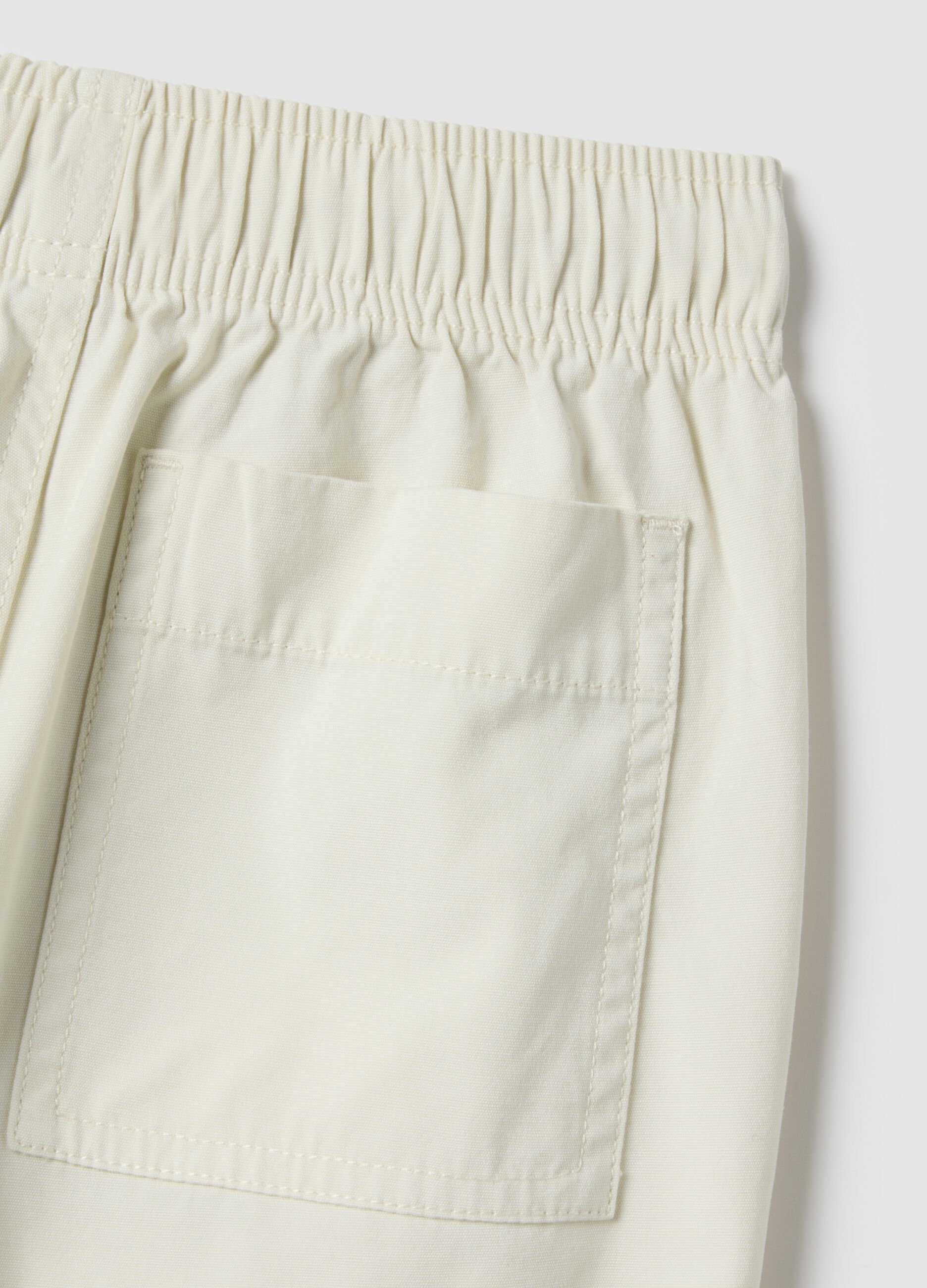 Children's straight jogger trousers in pure beige cotton