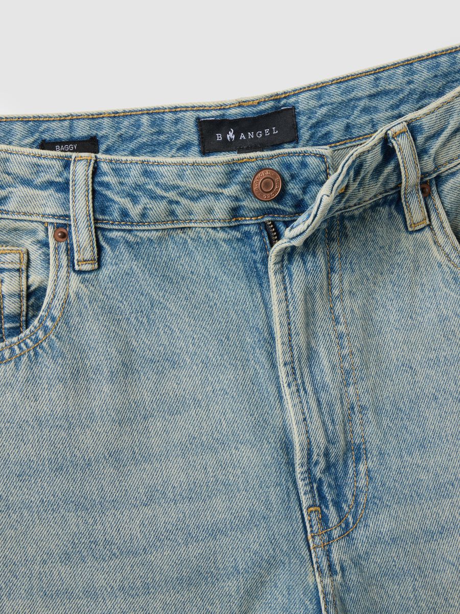 Blue baggy jeans in pure stretch cotton_6