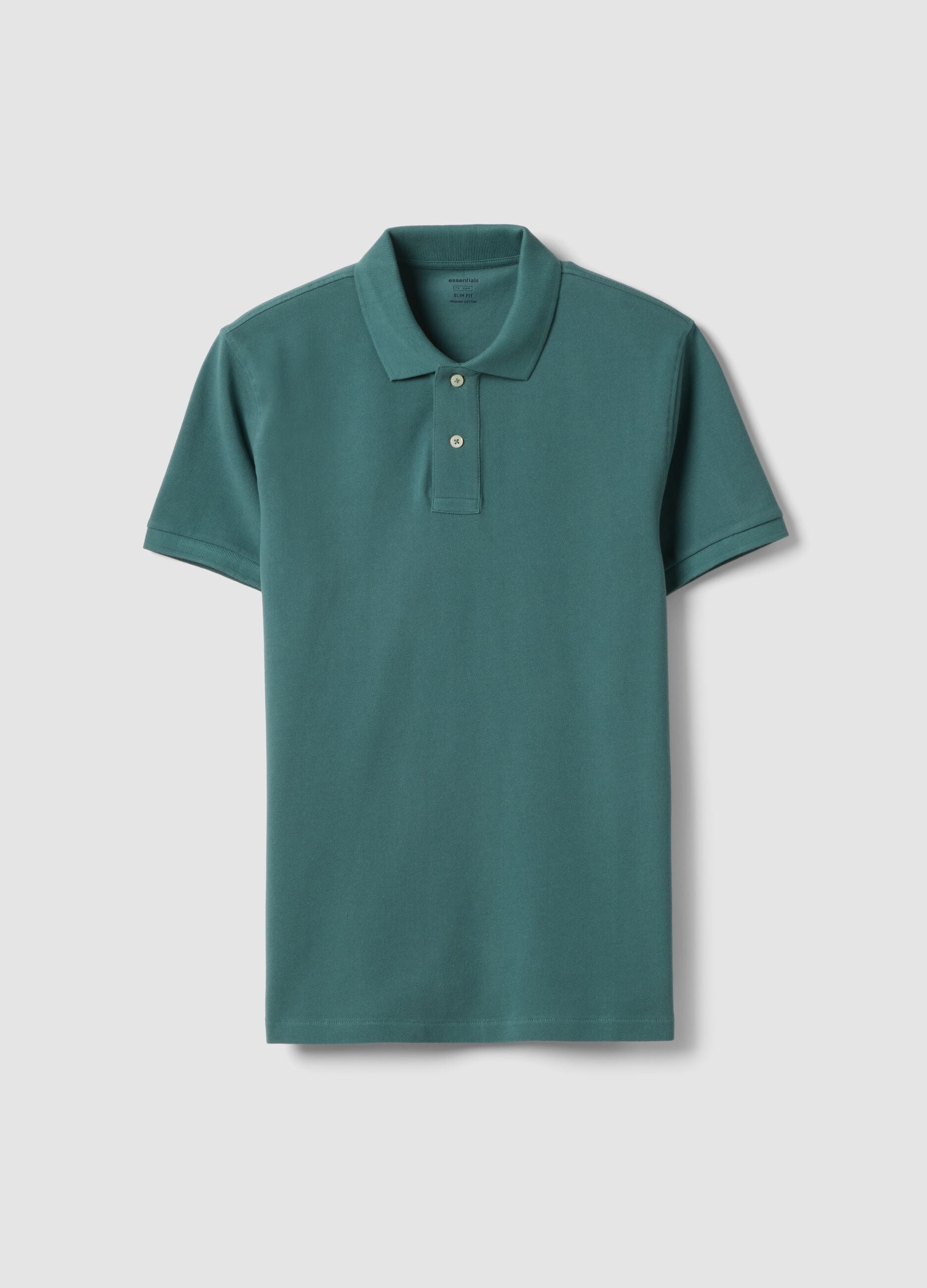 Green slim fit short sleeve pure cotton polo