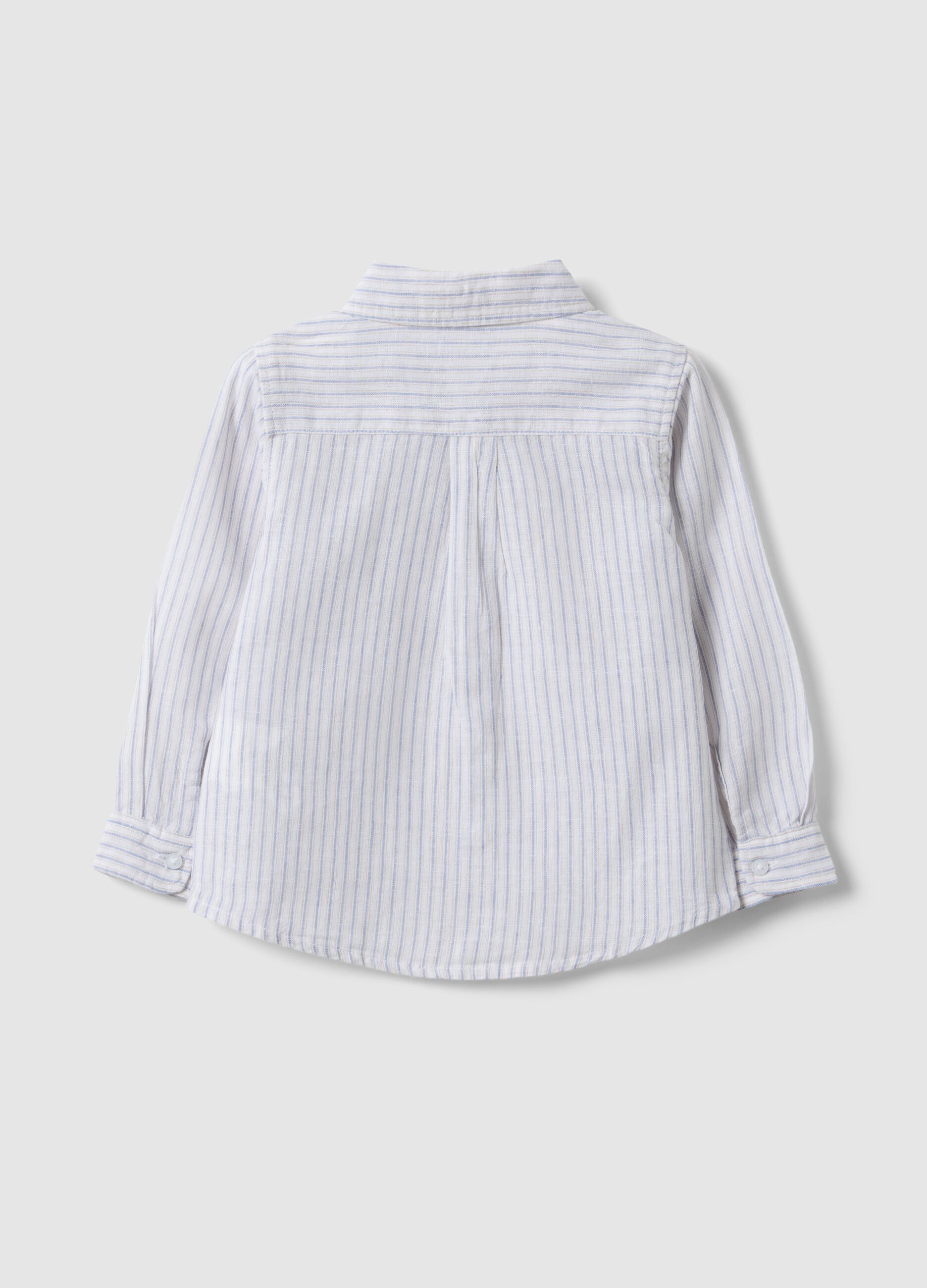 Children's regular fit striped multicolour linen-cotton blend shirt