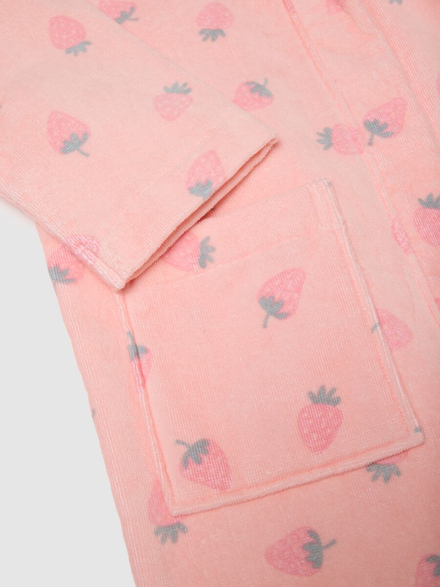 Accappatoio in puro cotone rosa da ragazza regular fit con disegni_3