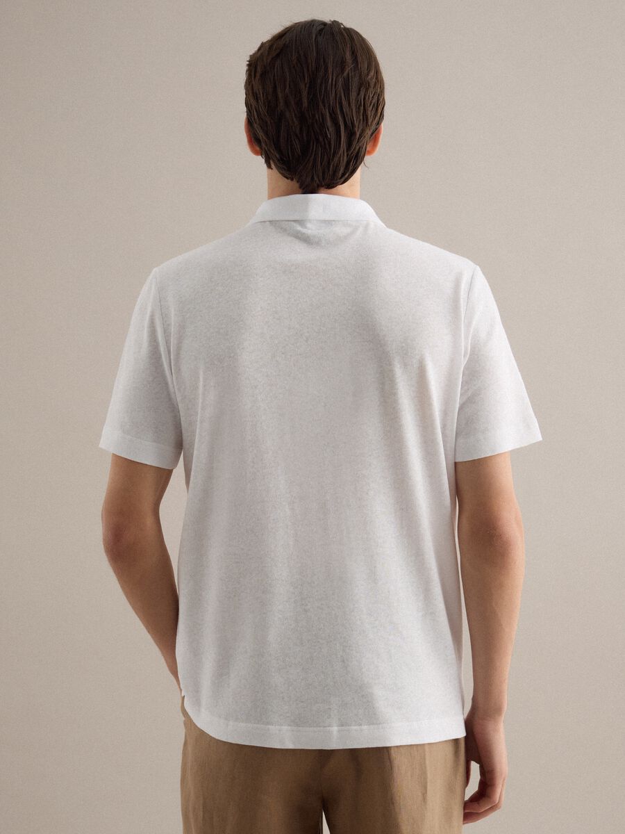 White linen and cotton blend polo regular fit_2