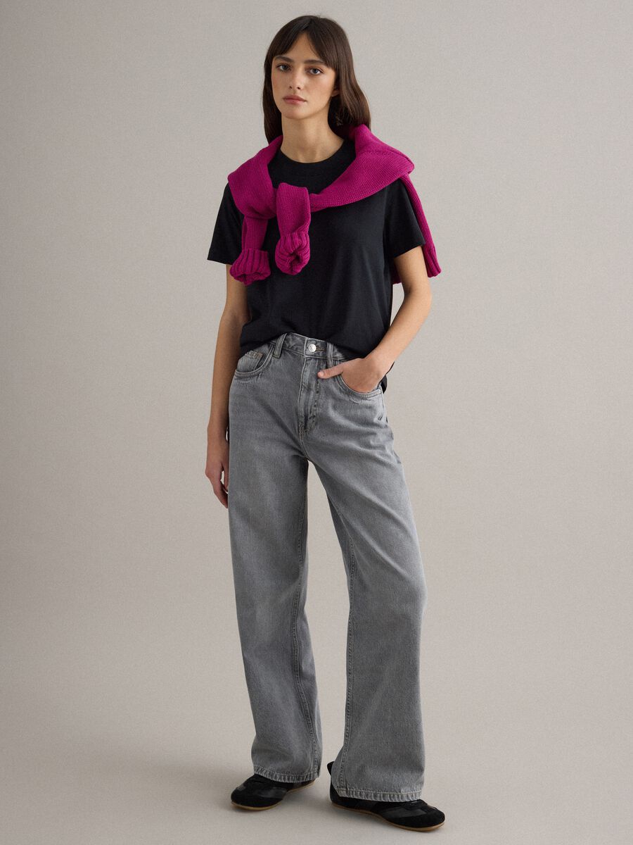 T-shirt nera regular fit in puro cotone Supima_2