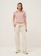 Pink pure cotton regular fit V-neck T-shirt_1