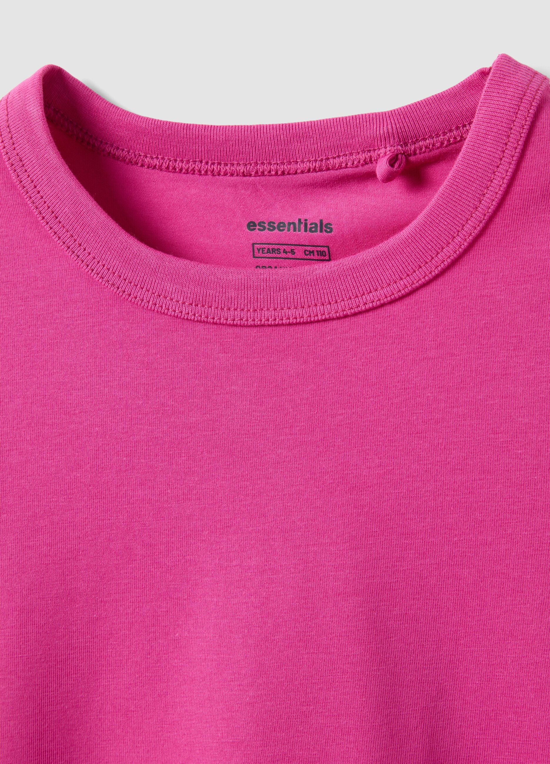 Girls&rsquo; pink stretch cotton T-shirt, regular fit