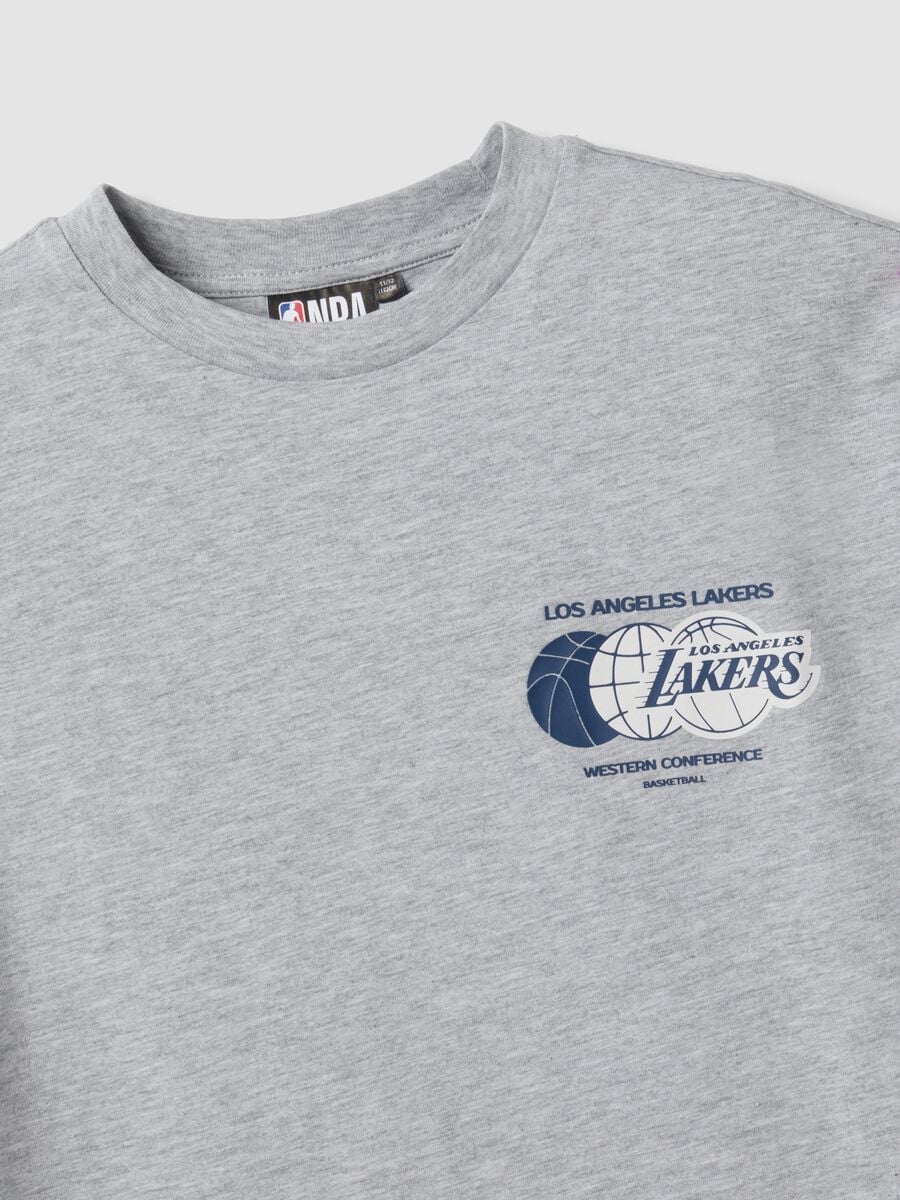Grey pure cotton Lakers print T-shirt for boys_5