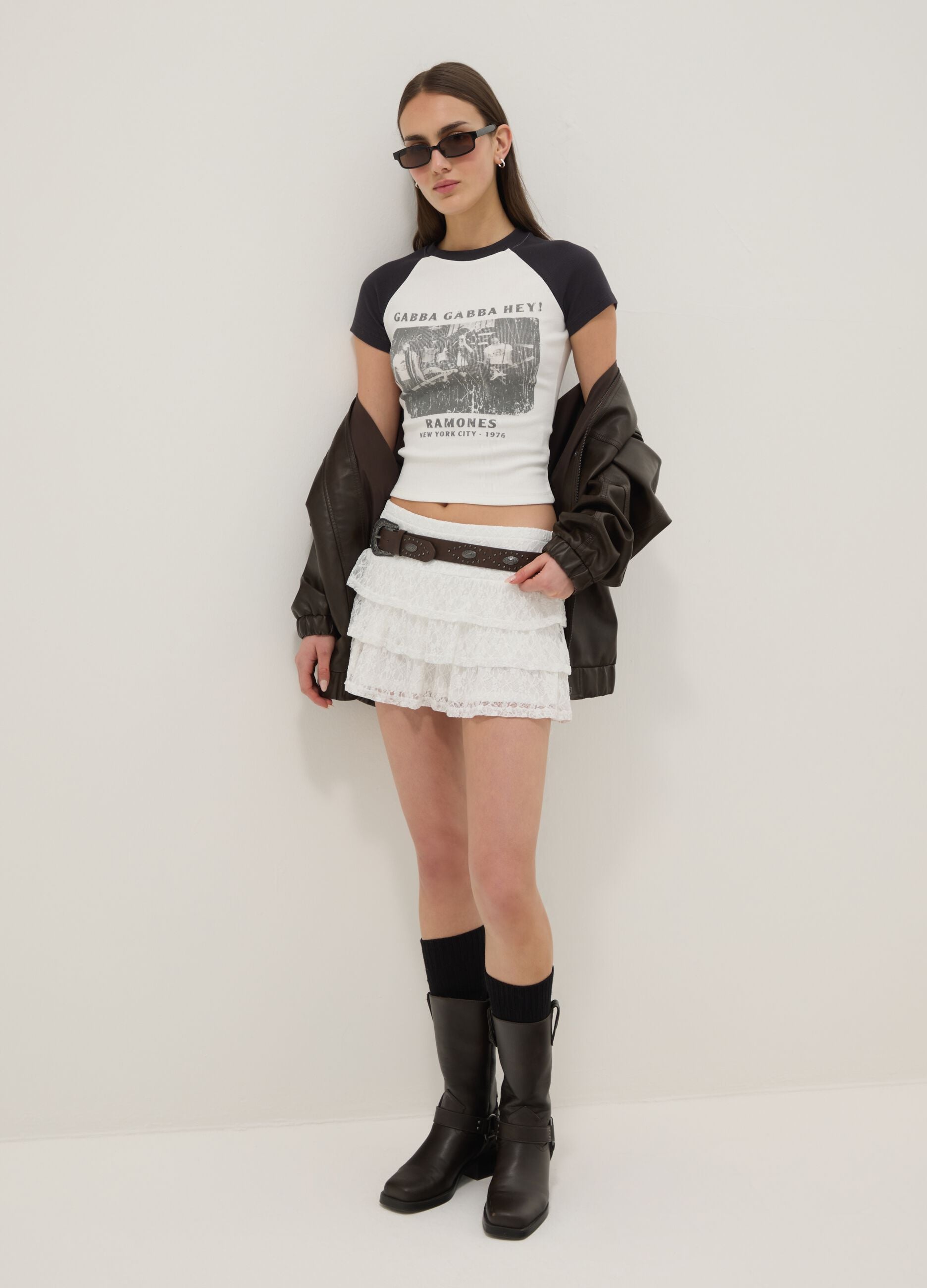 T-shirt in cotone elasticizzato multicolor fitted