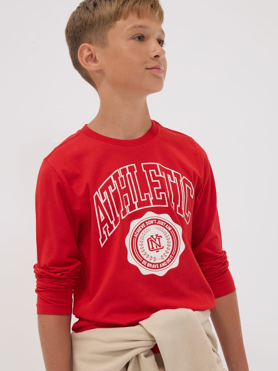 Red organic cotton graphic-print T-shirt for boys_0