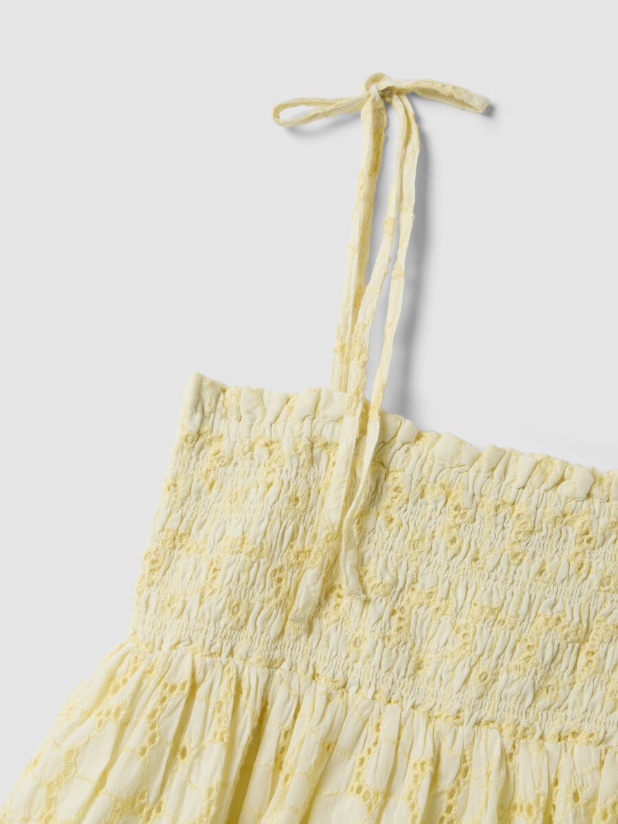 Yellow pure cotton cropped top with thin straps_5