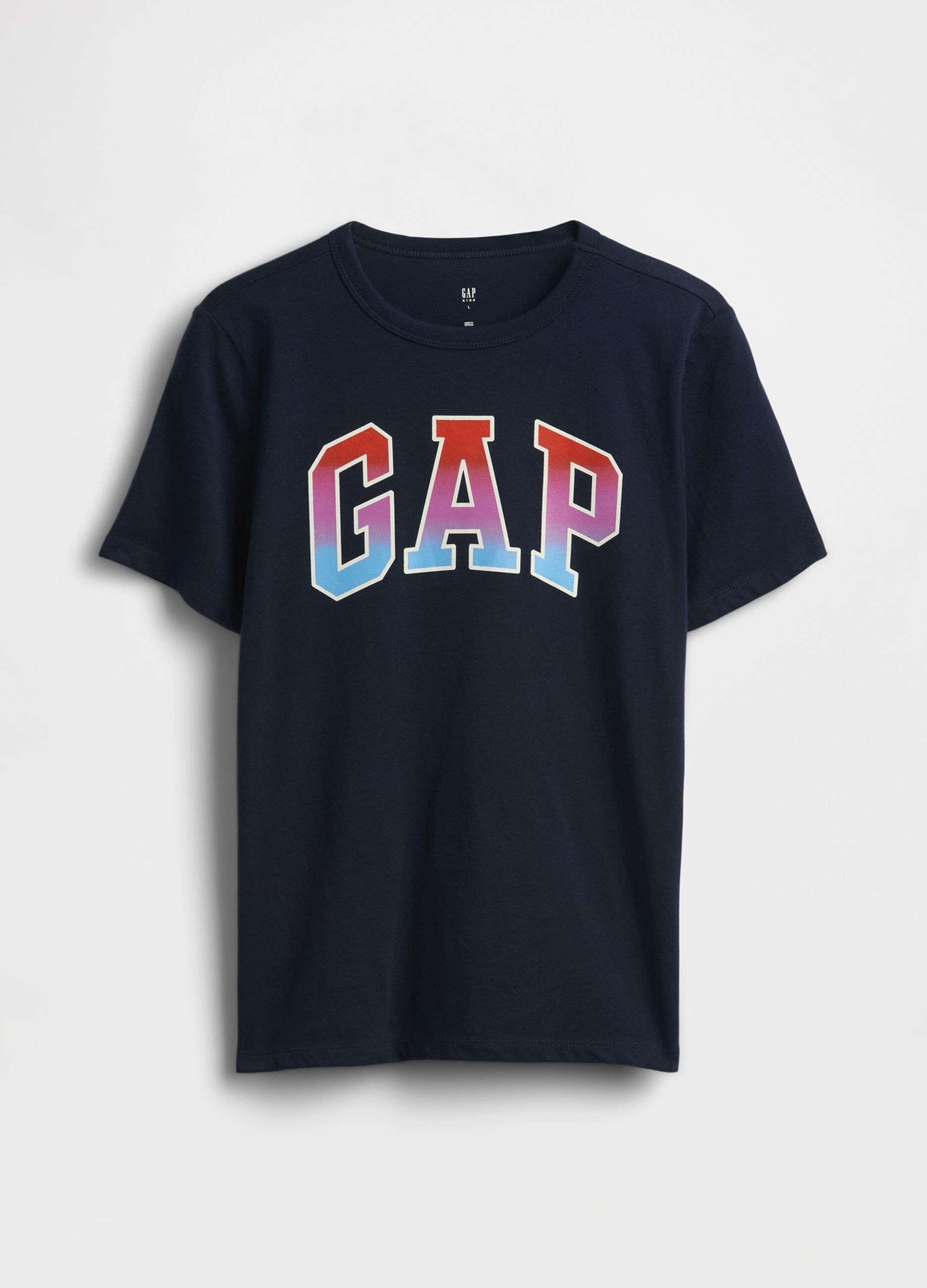 Blue pure cotton kids' T-shirt regular fit with logo