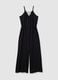 Women's jumpsuit in pure black viscose wide fit_4