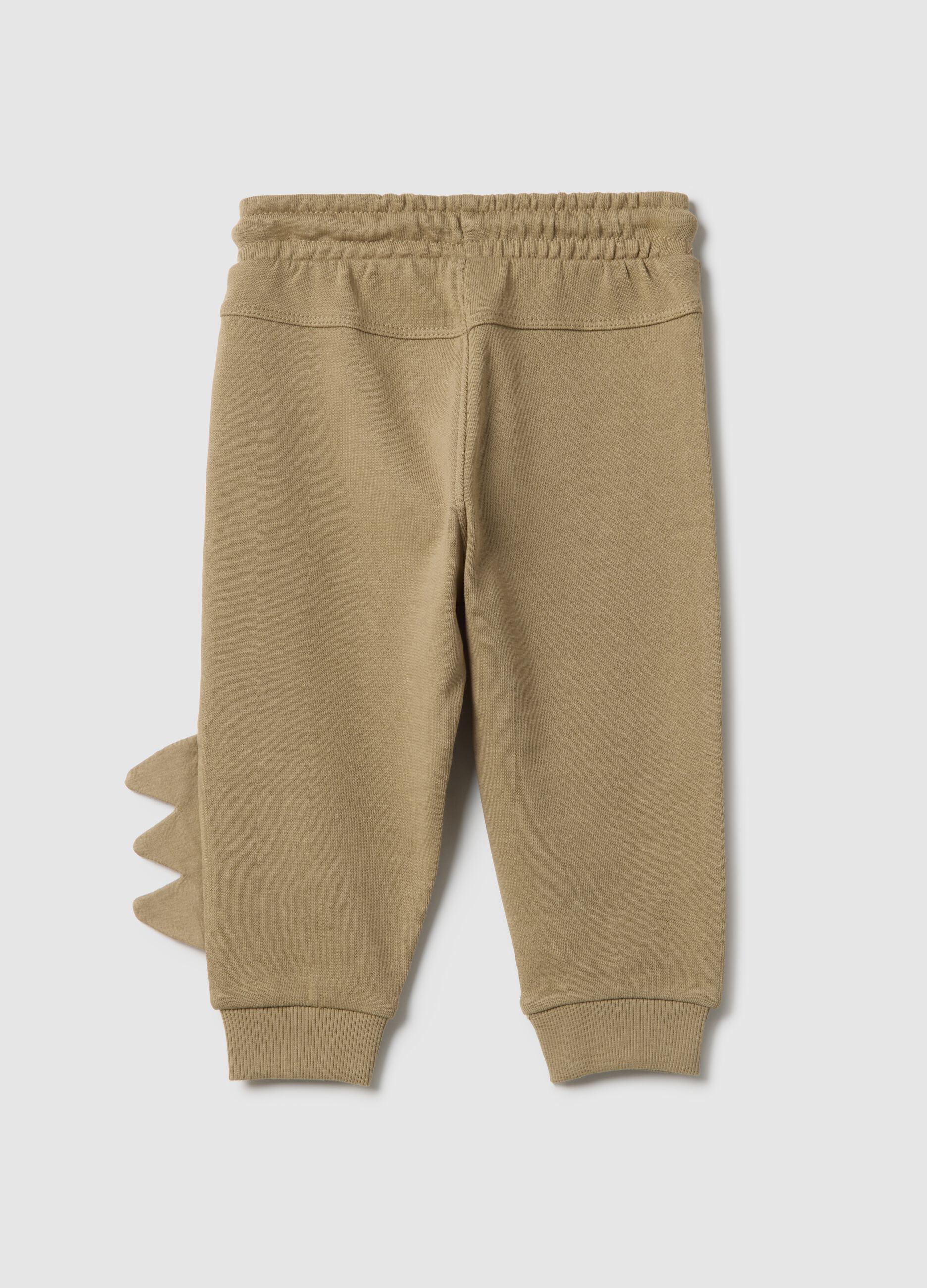 Boys' beige pure cotton trousers regular fit dinosaur style