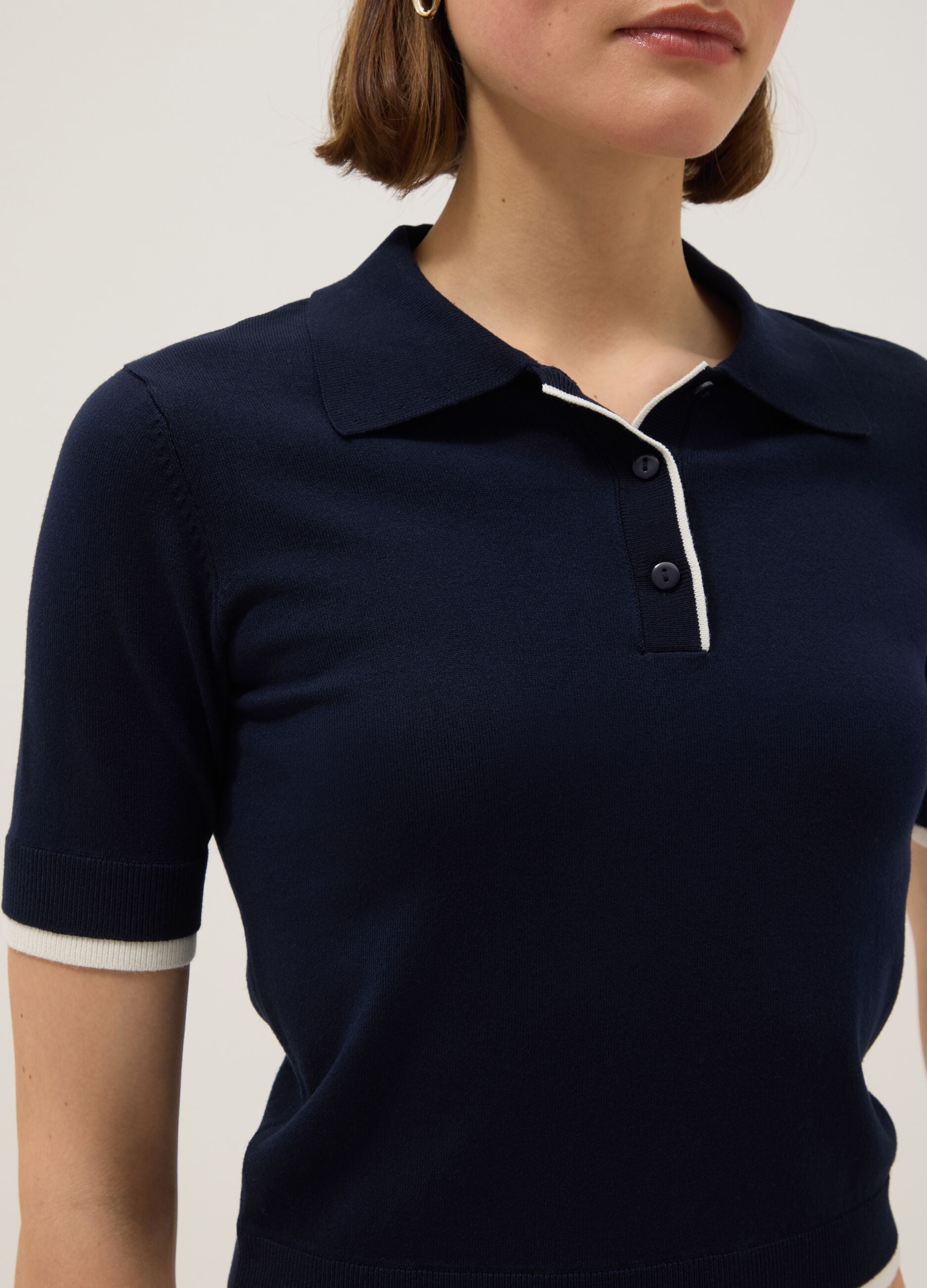 Blue regular fit viscose blend polo