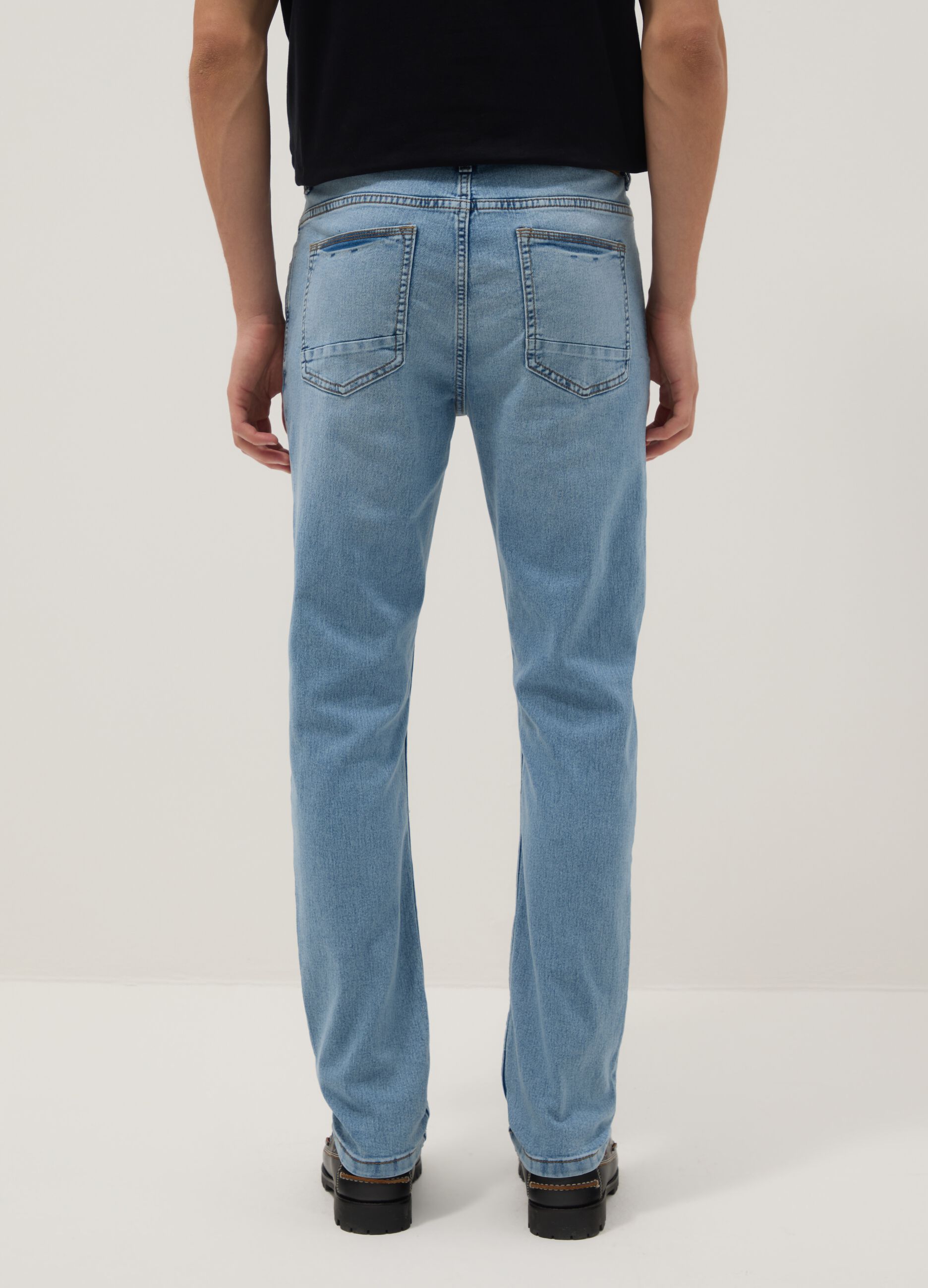 Super skinny light blue cotton blend jeans