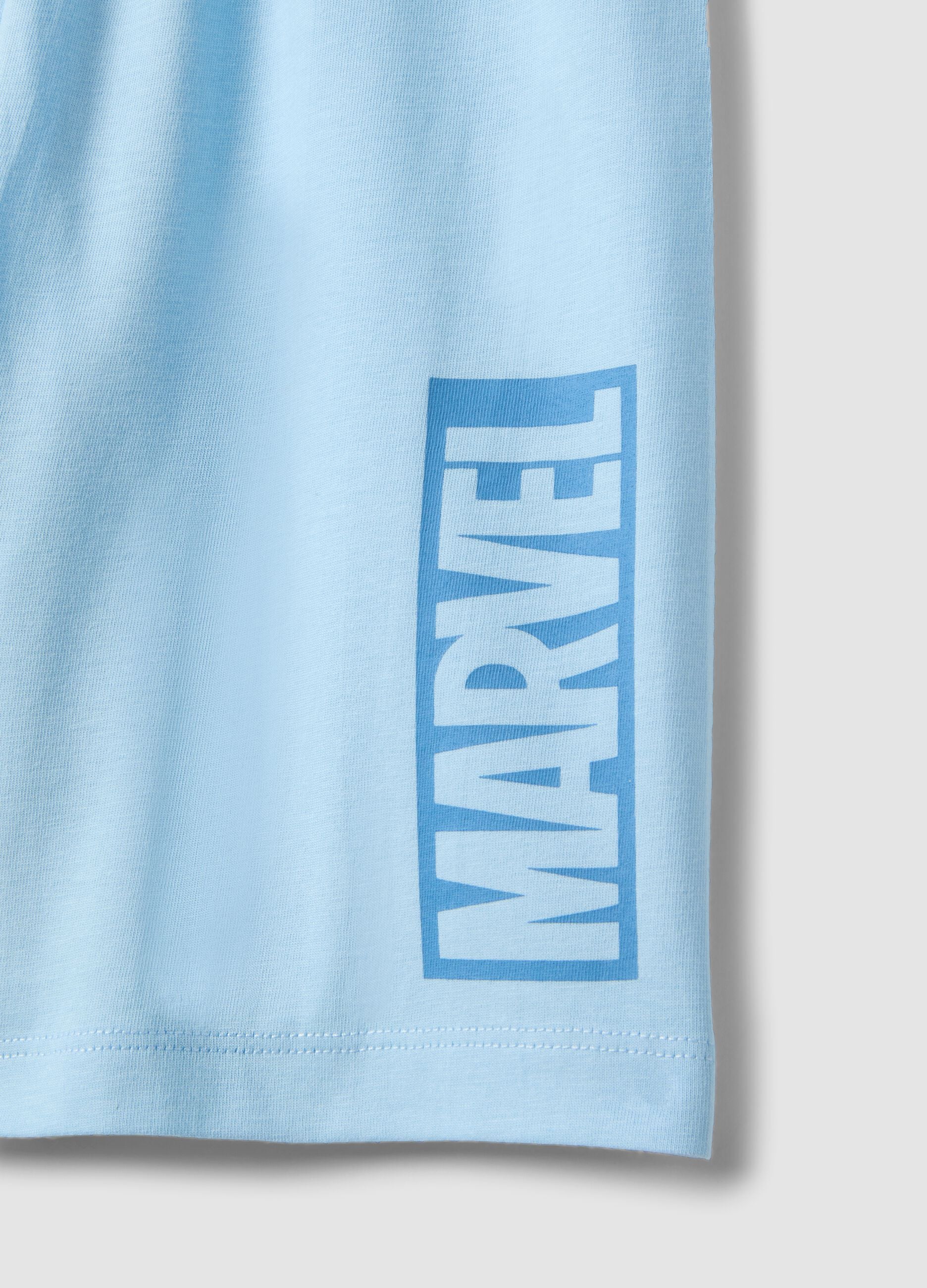 Boys' light blue short pyjamas in pure cotton with Spiderman