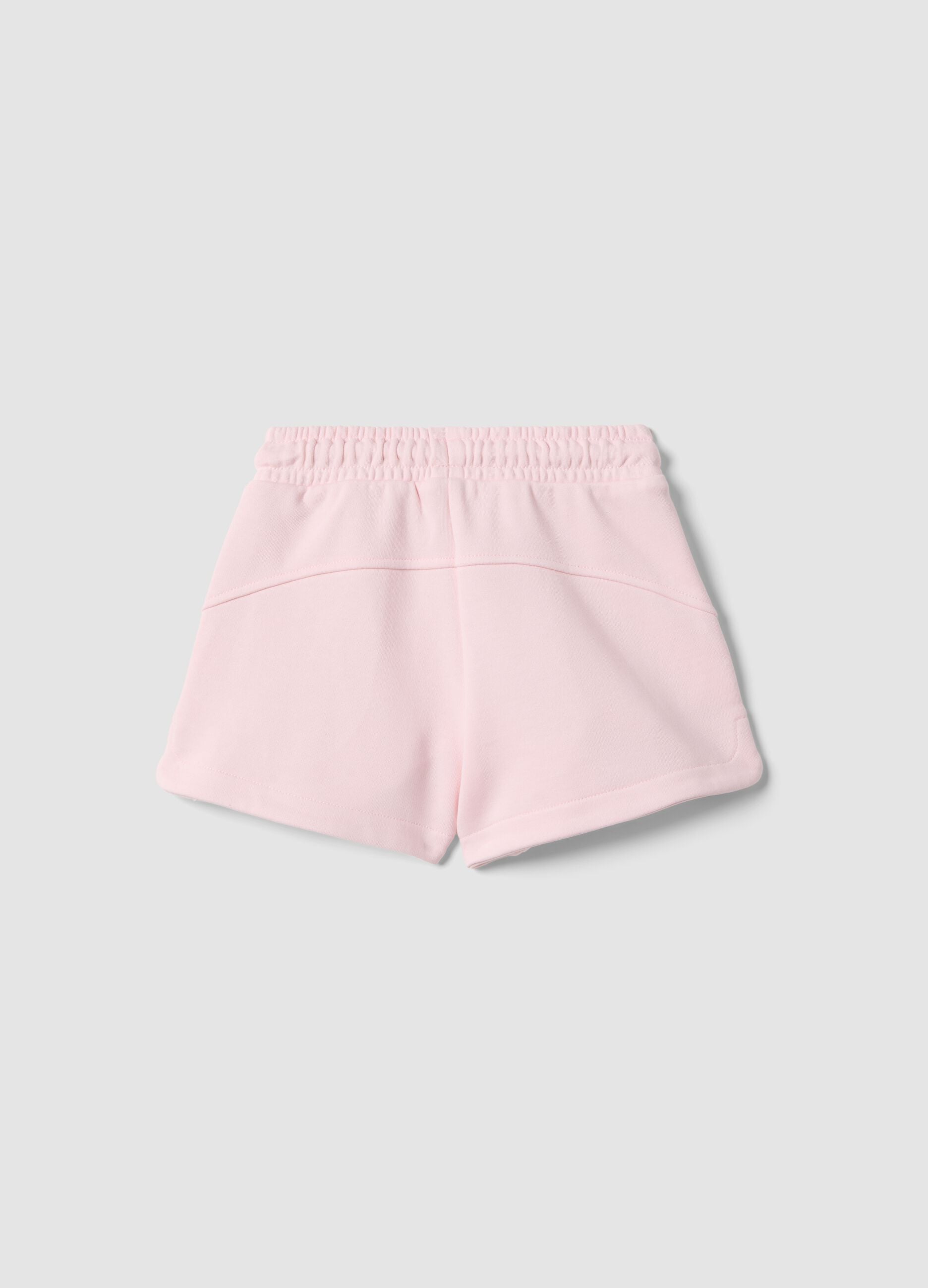 Girl's regular fit pink cotton blend shorts with heart
