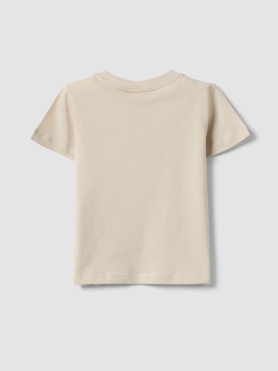 Beige pure cotton toddler t-shirt regular fit with dog print_1
