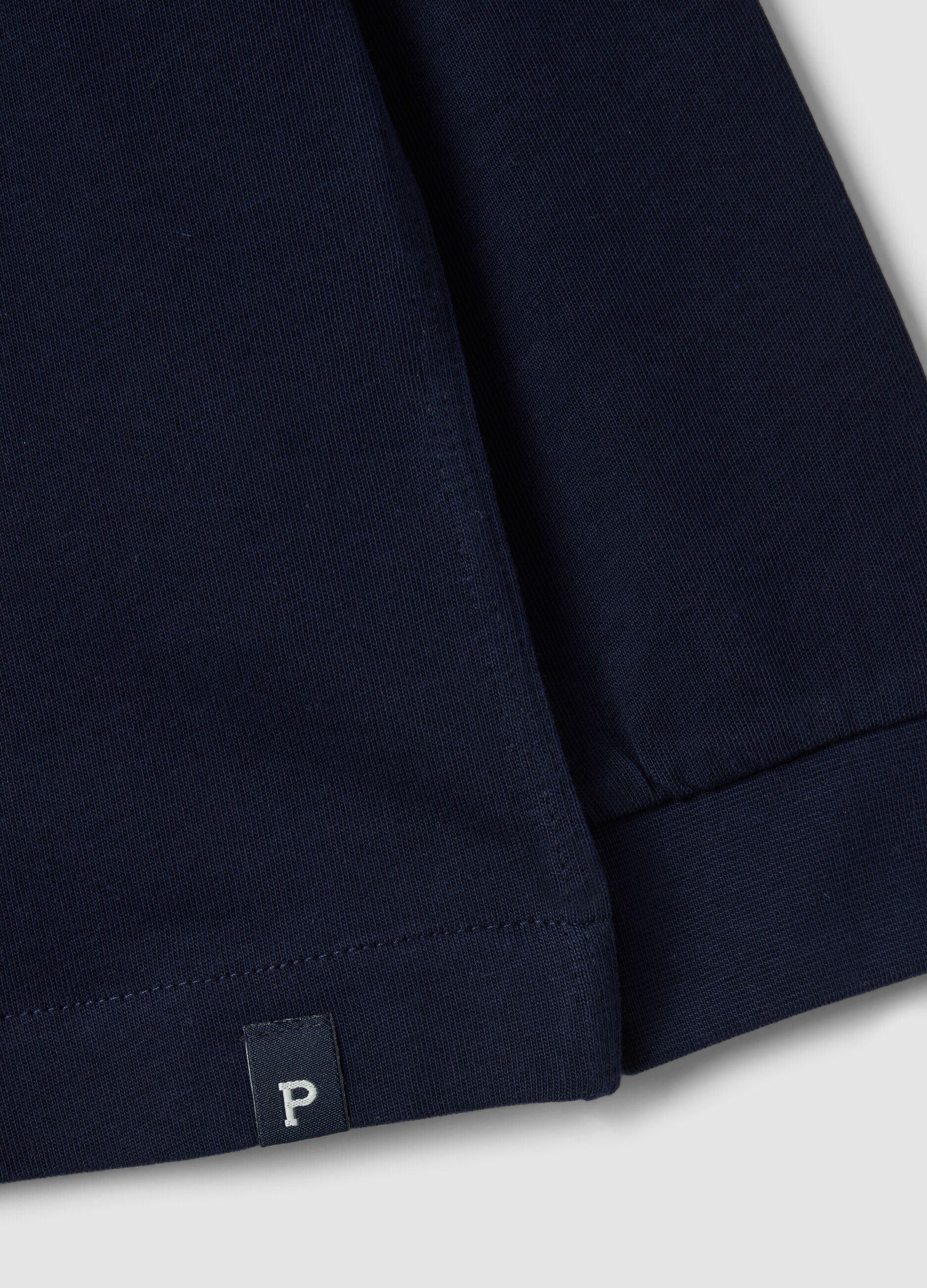 Blue long-sleeve crew-neck pure cotton T-shirt for boys