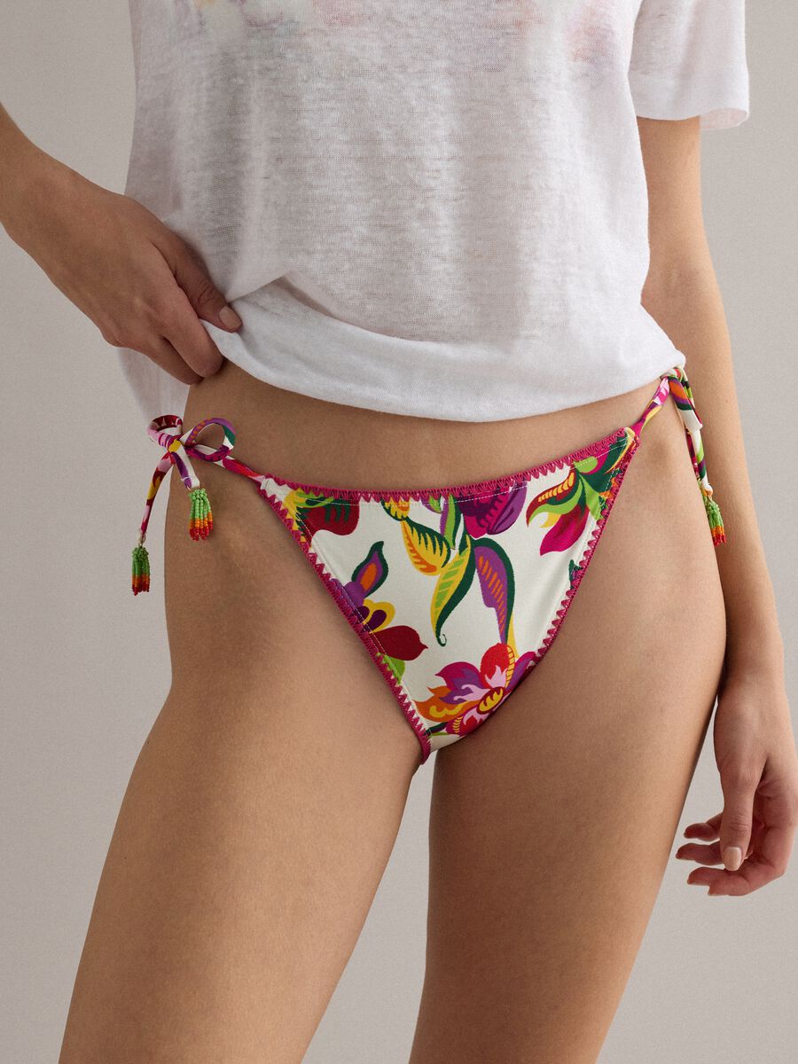 Multicolour bikini bottoms in stretch fabric with side ties_3