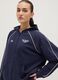 Blue hoodie with zip in cotton blend relaxed fit_0