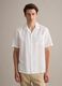 Camicia bianca in misto lino e cotone con collo bowling regular fit_2