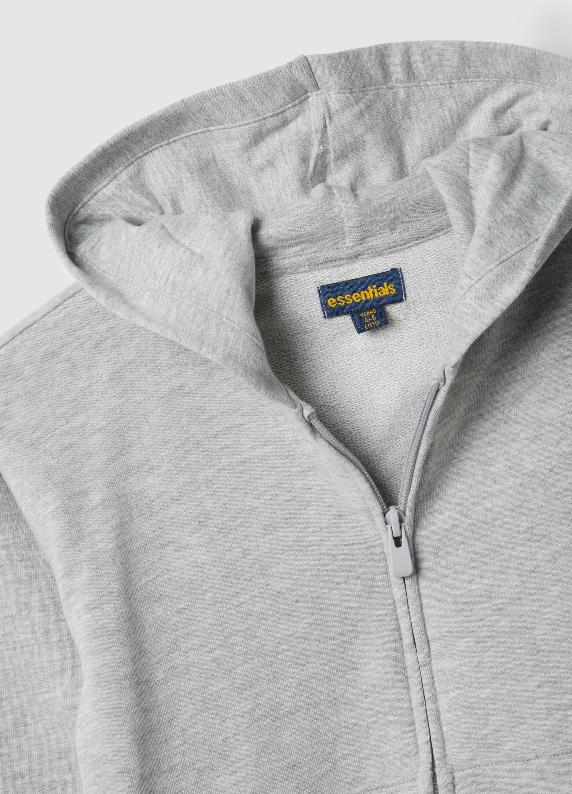 Children's grey hoodie with zip in pure cotton regular fit