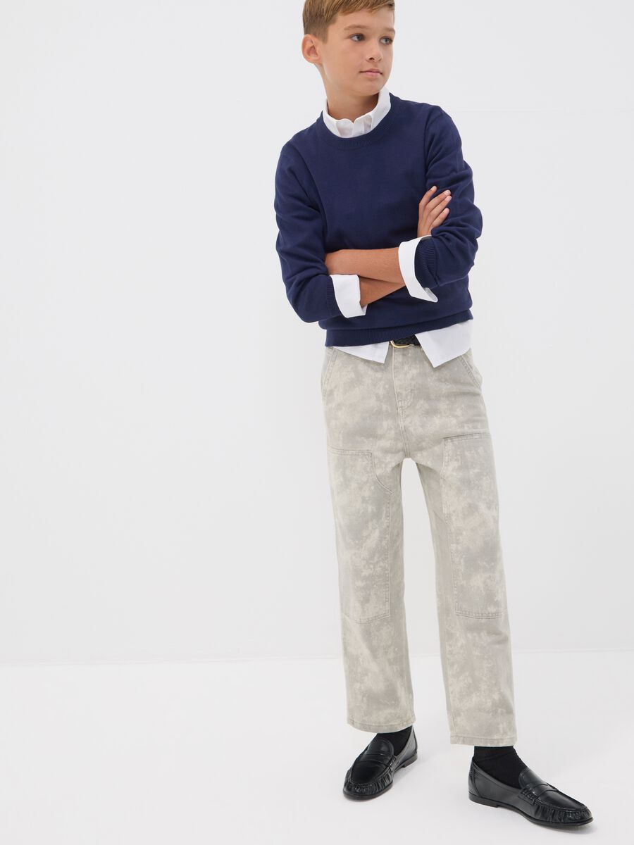 Maglia blu in puro cotone a maniche lunghe regular fit per ragazzo_1