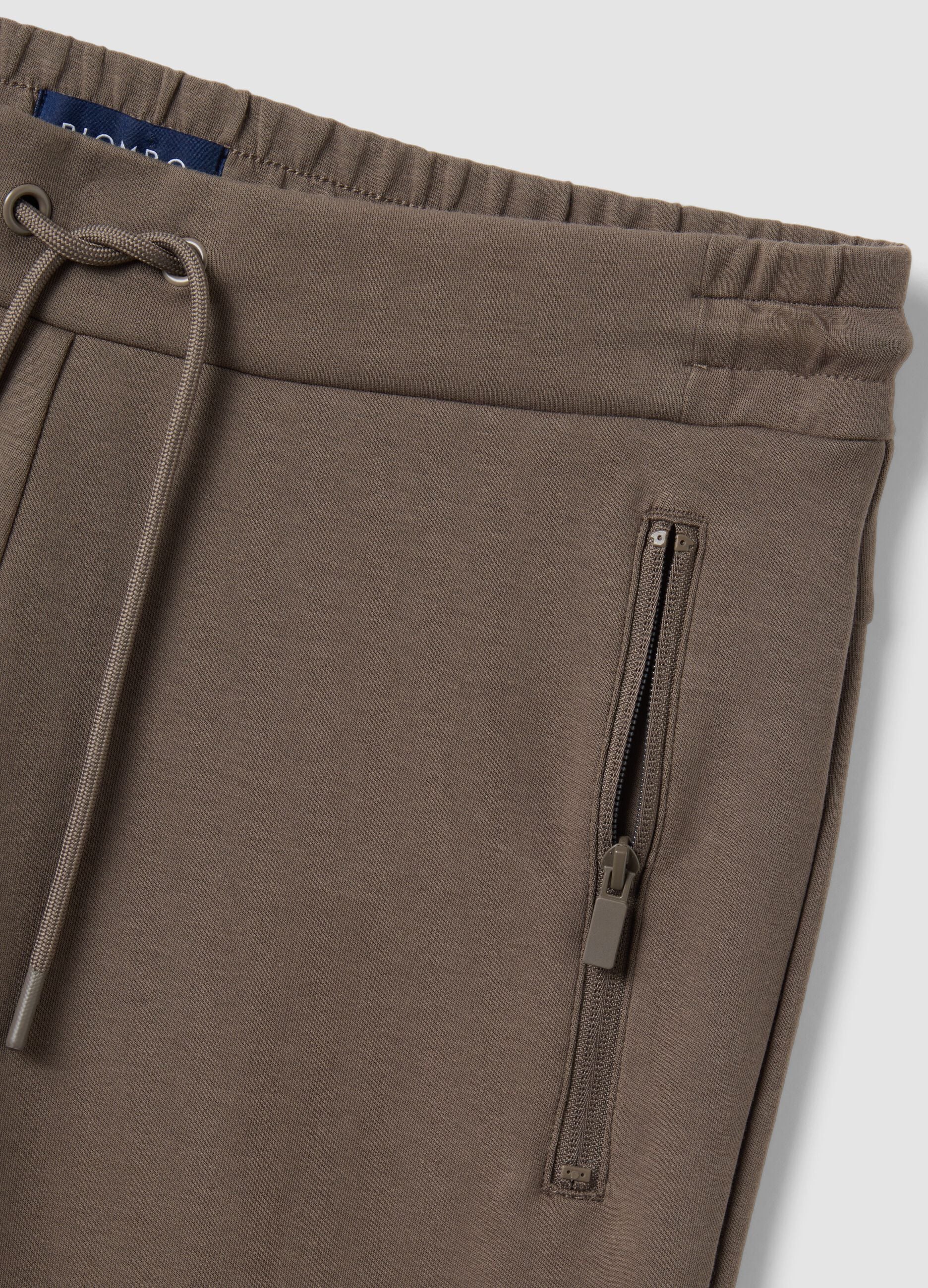 Brown regular fit stretch cotton blend shorts