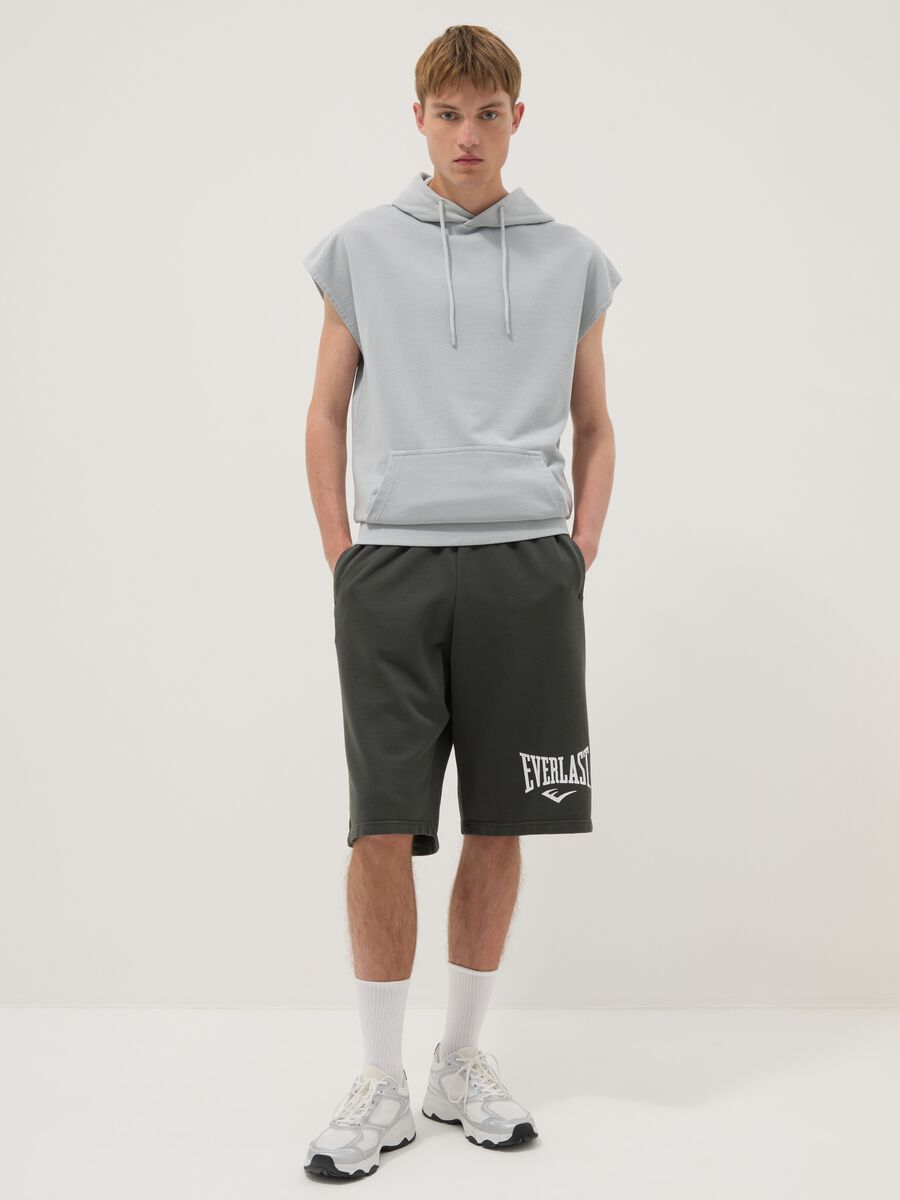 Grey cotton blend sleeveless hoodie regular fit_1