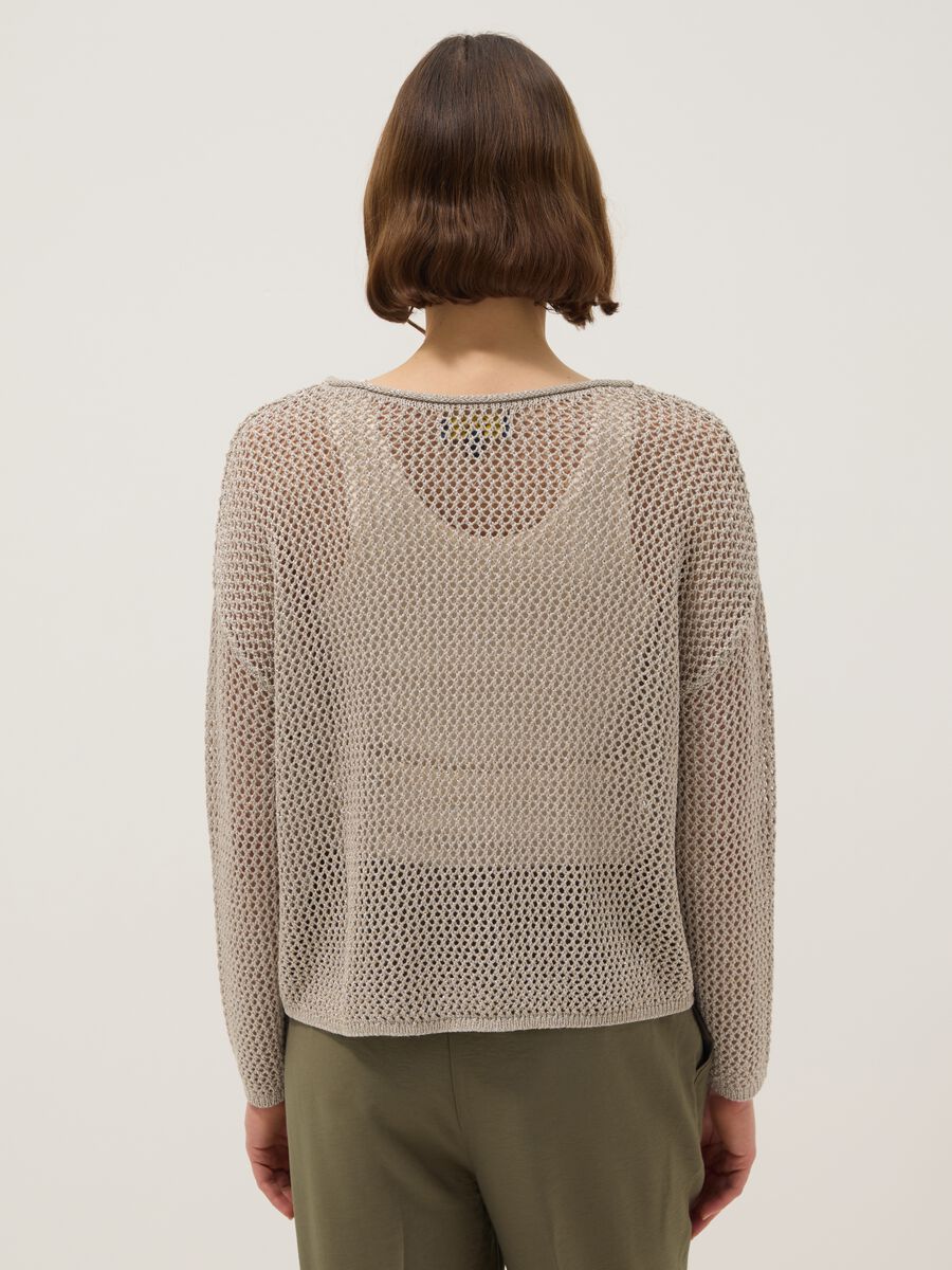 Beige viscose blend sweater regular fit with knit texture_2