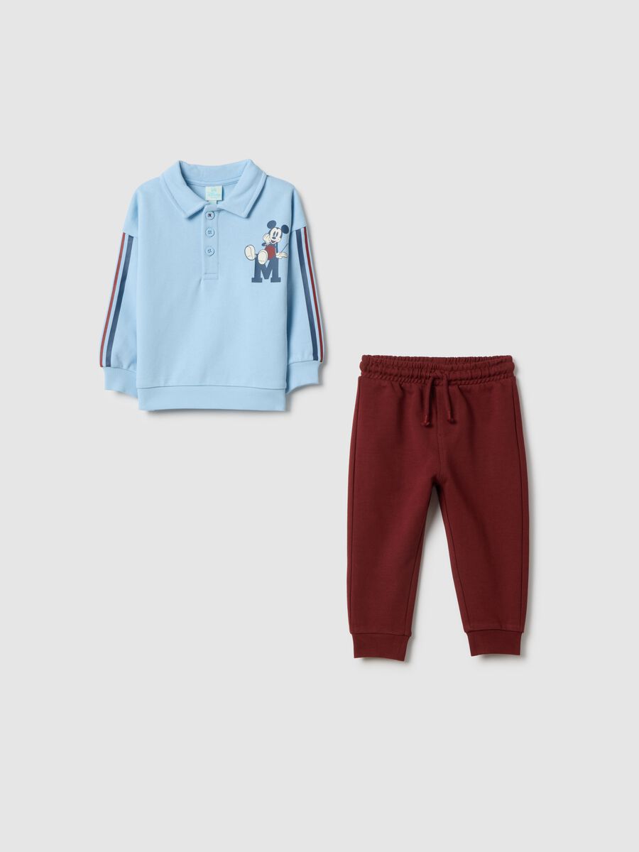 Blue pure cotton children's outfit with Mickey Mouse_0