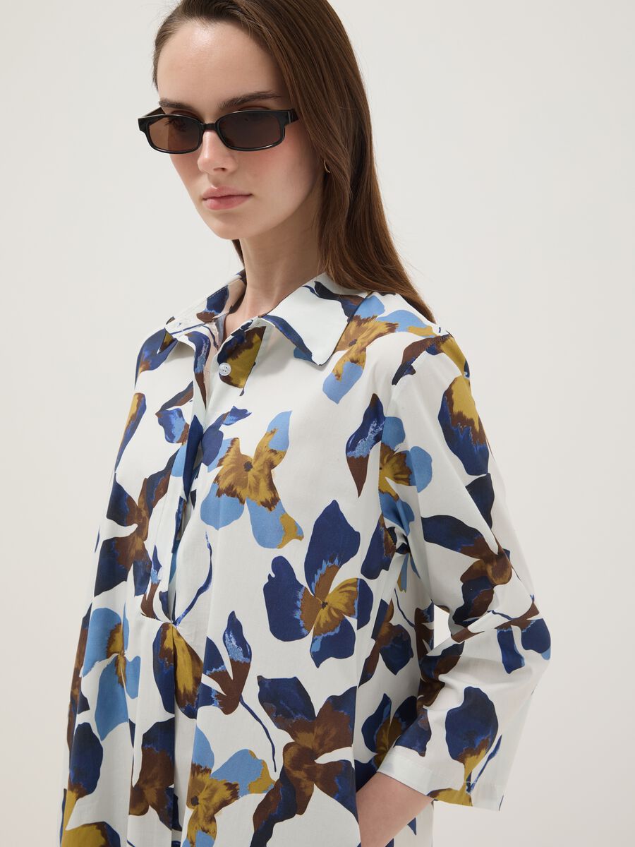 Multicolour floral print oversized stretch cotton dress_2