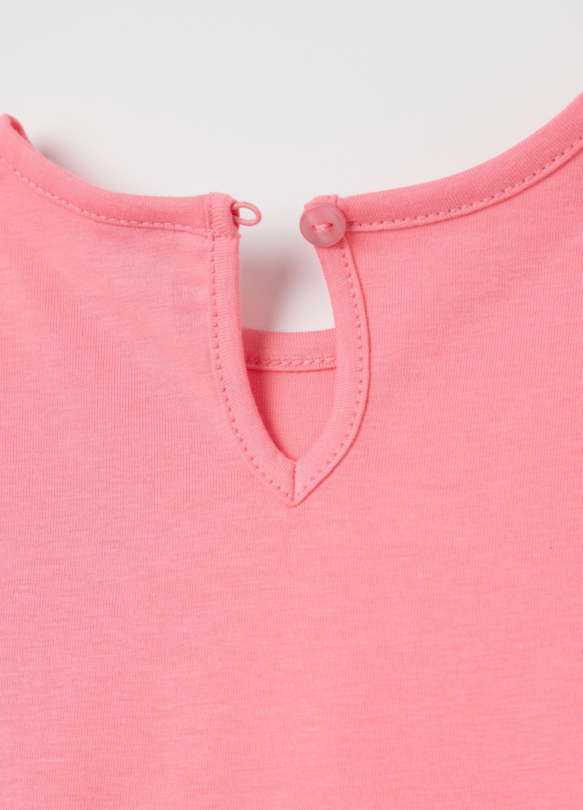 Girls&rsquo; pink dress in 100% cotton with puff sleeves