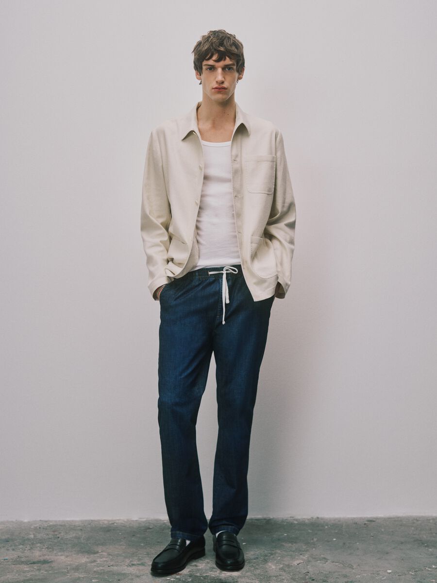 Regular fit stretch cotton denim blue jeans_1