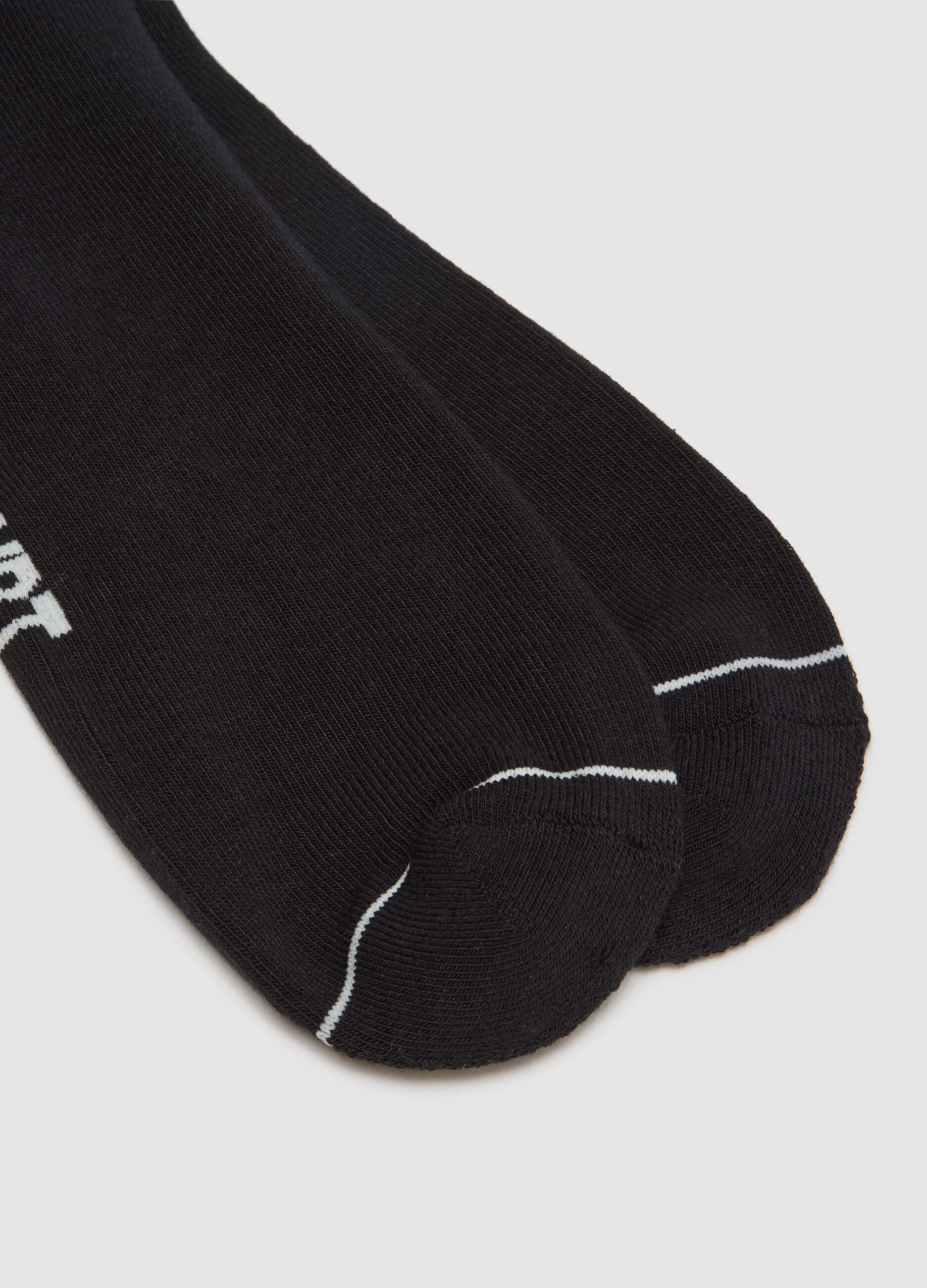 Pack of black sports socks with stripes in cotton blend
