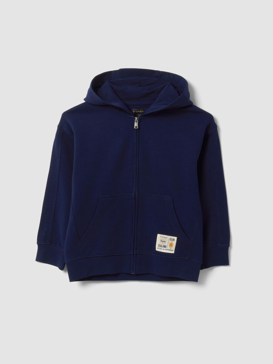 Blue pure cotton hoodie with regular fit for boys_3