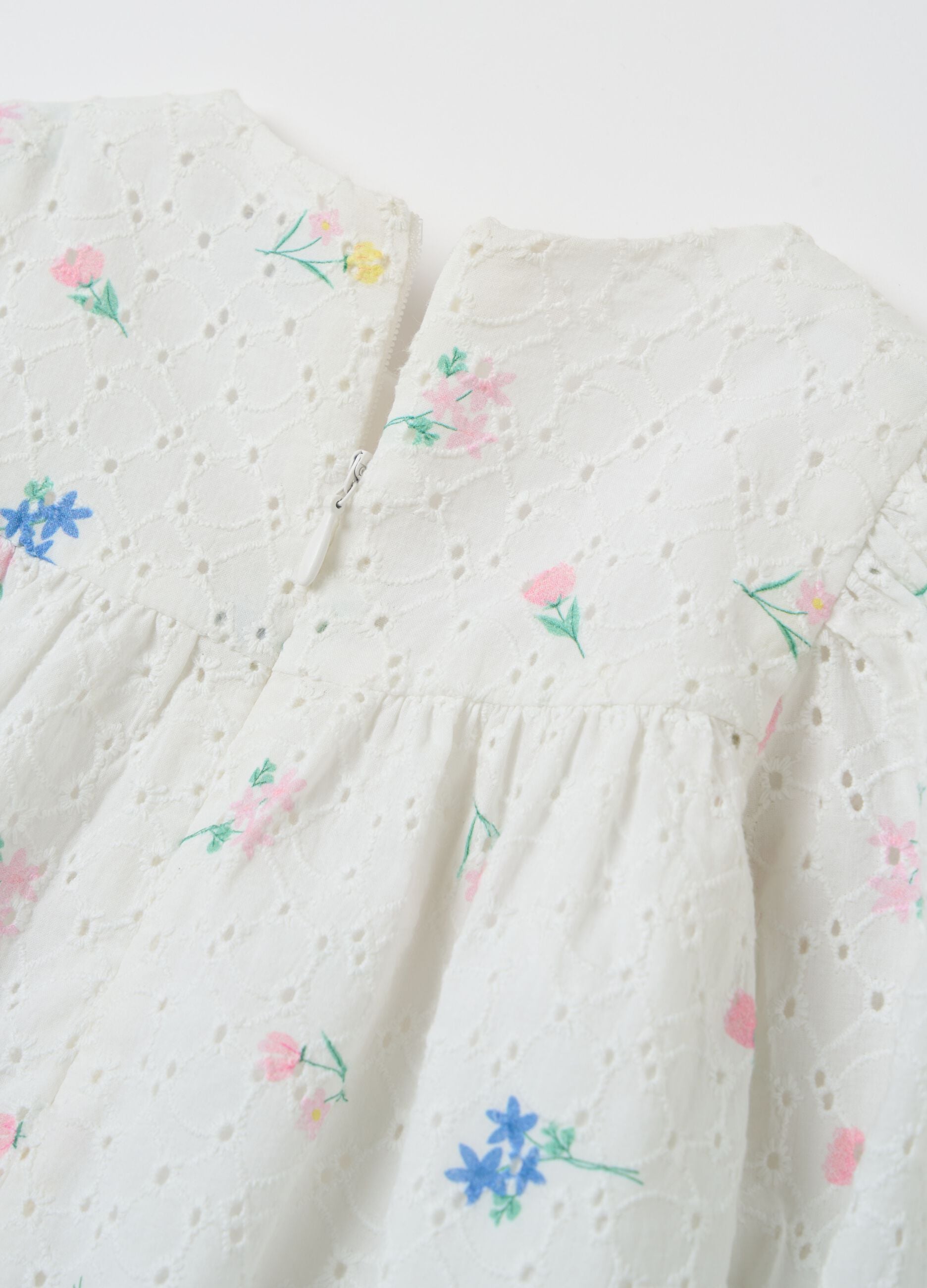 Broderie anglaise dress with embroidered flowers