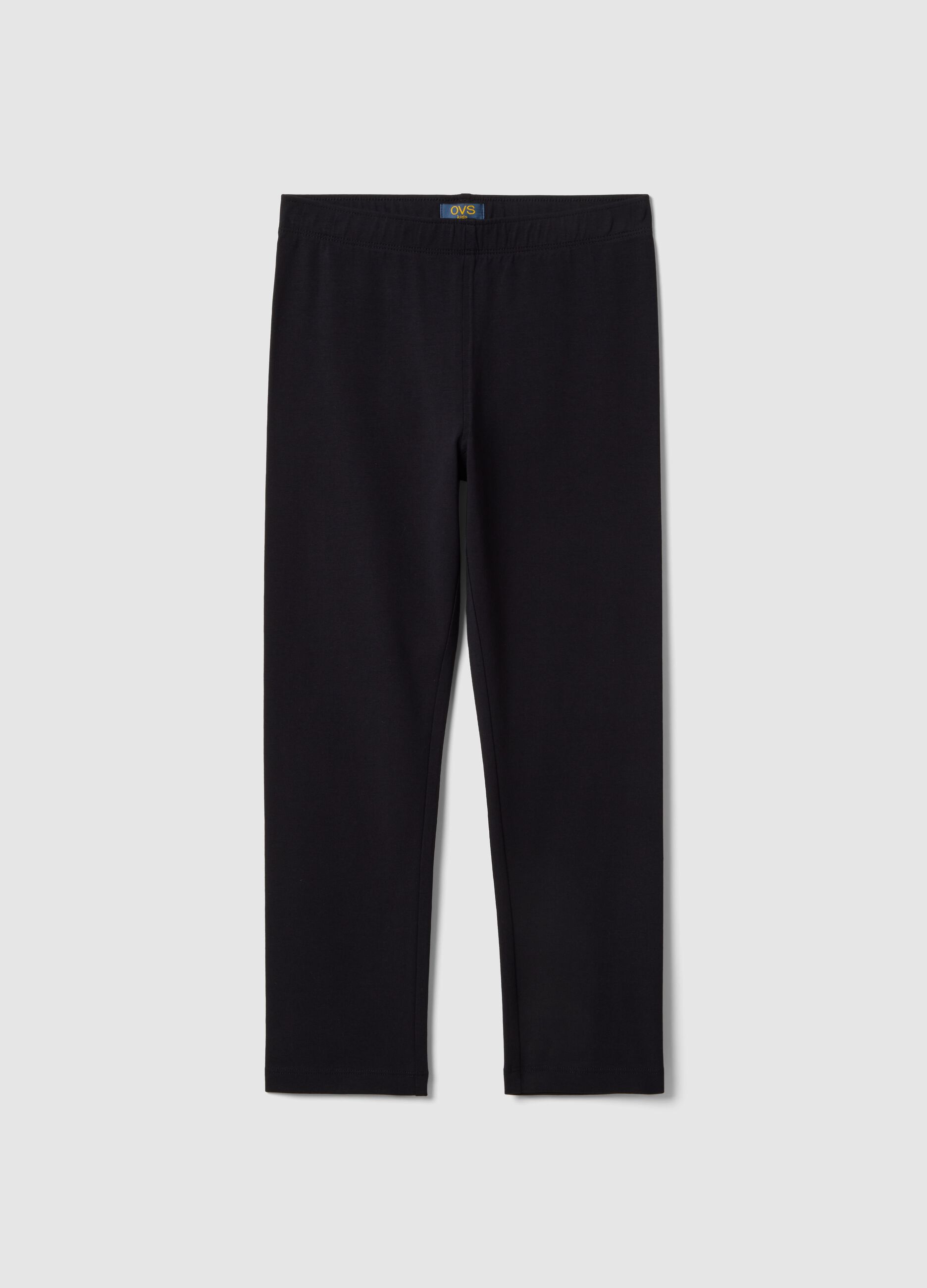 Girls' black cotton blend skinny leggings